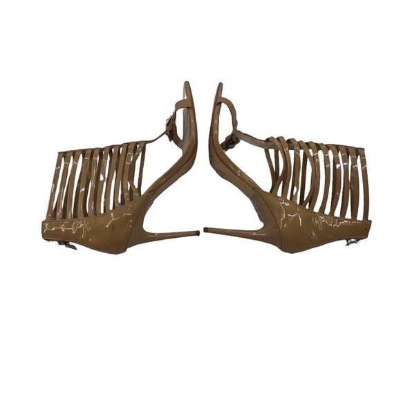 MICHAEL Michael Kors Tan Patent Leather Gladiator Cage Heeled Sandals Size 6 1/2 - Picture 7 of 9